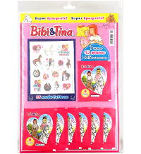 Bibi & Tina Pferdestarkes Sticker-Album - Multipack de 7 saquetas + 20 Tattoos
