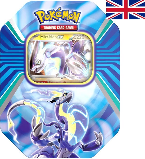 Pokemon Paldea Legends Miraidon ex Tin Box Summer 2023 INGLÊS, Stickerpoint