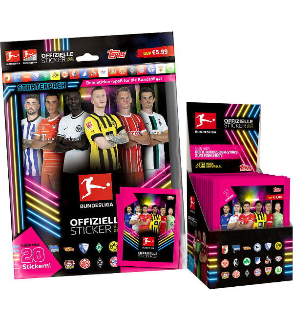 Topps Bundesliga Cromos 2022/2023 - Starterpack + Caixa de 50 saquetas