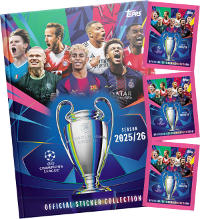 Topps Champions League Cromos 2025/2026 - Hardcover Album + 3 saquetas